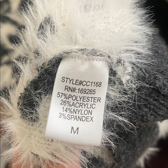 Grey and  White spotted Fuzzy Cardigan - Picture 6 of 6